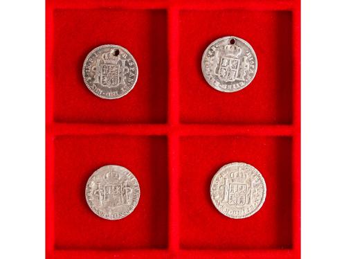 LOTES y COLECCIONES. Lote 4 monedas 1 Real. 1776, 78, 87, 18