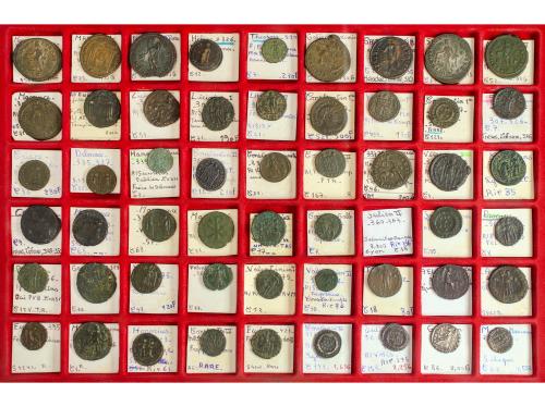 Lote 53 monedas. VARIOS EMPERADORES. AE,AR. Incluye Bronces 