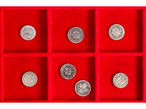 FELIPE V. Lote 7 monedas 1/2 Real. 1726 a 1740. MADRID (4), 