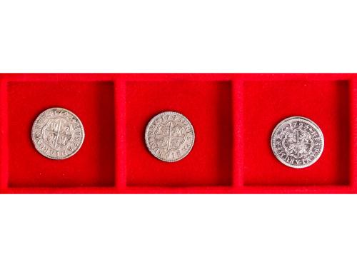 FELIPE V. Lote 3 monedas 1 Real. 1726 (2), 1745. SEGOVIA, SE