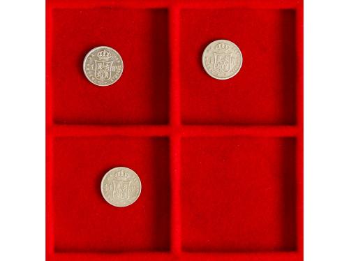 ISABEL II. Lote 3 monedas 1 Real. 1852, 59, 60. MADRID. A EX