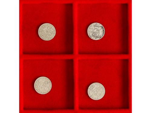 ISABEL II. Lote 4 monedas 1 Real. 1857, 59, 60, 61. BARCELON