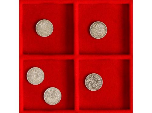 ISABEL II. Lote 5 monedas 1 Real. 1851, 52, 53, 58, 63. SEVI