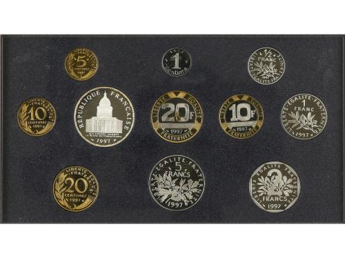 FRANCIA. Lote 10 sets 1 Centime a 100 Francs. 1991-1994 y 19
