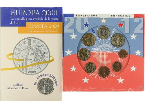 FRANCIA. Lote 7 sets 1 Centime a 100 Francs, 20 sets 1 Cénti