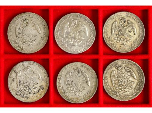 MÉXICO. Lote 6 monedas 8 Reales. 1891 a 1894. AR. DURANGO: 1