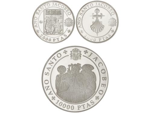 JUAN CARLOS I. Serie monedas 2.000, 5.000 y 10.000 Pesetas. 