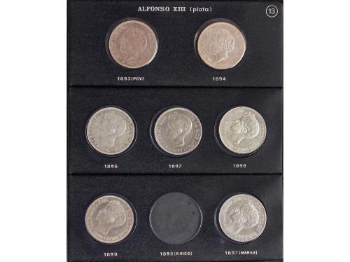 LOTES CENTENARIO. Lote 36 monedas 5 Pesetas. 1870 a 1899. GO