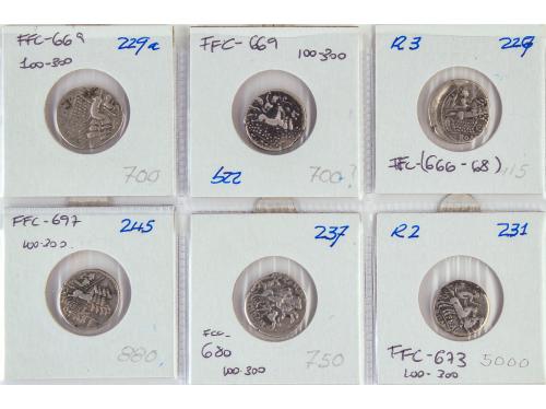 REPÚBLICA ROMANA. Lote 6 monedas Denario. CURIATIA, CURTIA (