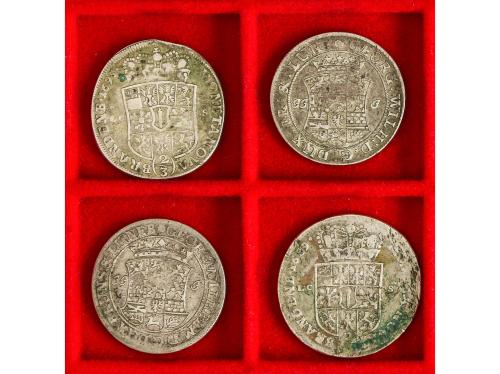 ESTADOS ALEMANES. Lote 4 monedas 2/3 Thaler. 1689 a 1695. BR