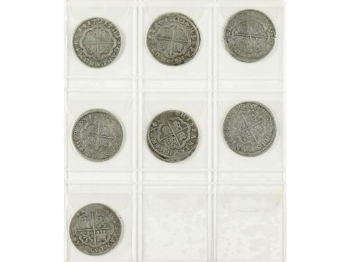 FELIPE V. Lote 7 monedas 2 Reales. 1721 y 1722. MADRID, SEGO