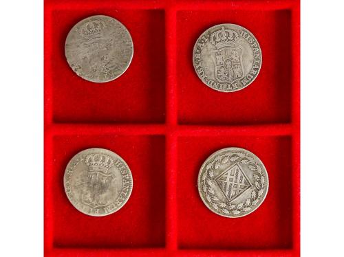 JOSÉ NAPOLEÓN. Lote 4 monedas 4 Reales (3) y 1 Peseta (1). 1