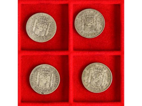 ALFONSO XIII. Lote 4 monedas 2 Pesetas. 1889 a 1894. 1889 (*