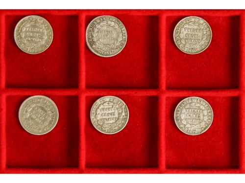 BOLIVIA. Lote 6 monedas 1/5 Boliano y 20 Centavos (5). 1864 