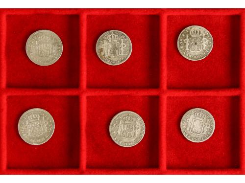 CARLOS IV. Lote 6 monedas 1 Real. 1800 a 1808. POTOSÍ. Todas