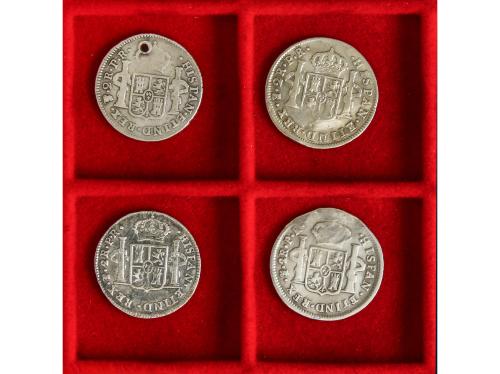 CARLOS III. Lote 4 monedas 2 Reales. 1781 a 1787. POTOSÍ. P.