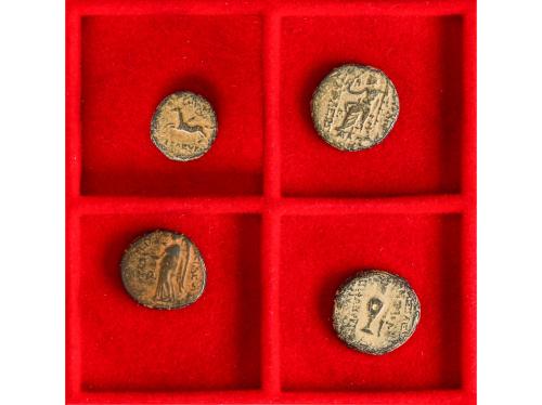 MONEDAS GRIEGAS. Lote 4 monedas AE 16, 19, 20 y Tetrachalkon