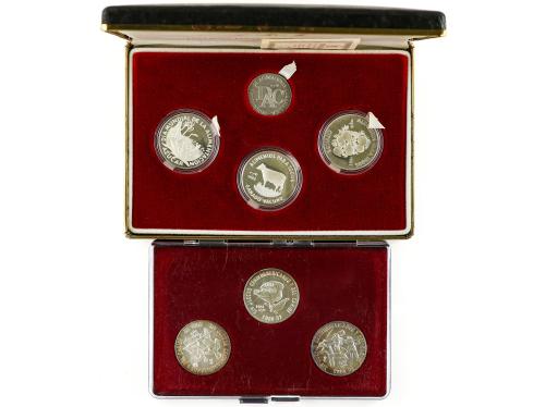 CUBA. Lote 8 sets 3 monedas 5 y 10 Pesos. 1980 a 1988. AR. C