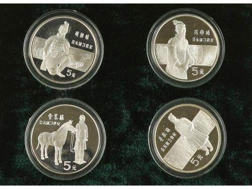 CHINA. Lote 3 set 4 monedas 5 Yuan. 1984-1986. AR. People´ s