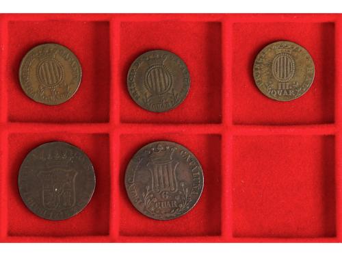 LOTES y COLECCIONES. Lote 5 monedas 3 (3) y 6 (2) Cuartos. 1