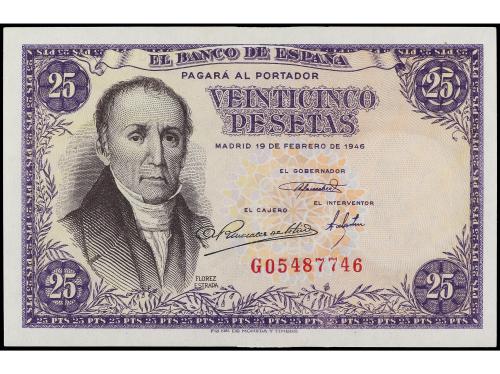 ESTADO ESPAÑOL. Lote 4 billetes 25 Pesetas. 19 Febrero 1946.