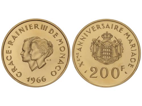 MÓNACO. 200 Francs. 1966. 31,96 grs. AU (920). 10 Aniversari