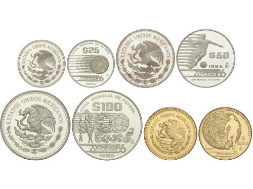 MÉXICO. Serie 4 monedas 25, 50, 100 y 500 Pesos. 1985. 17,36