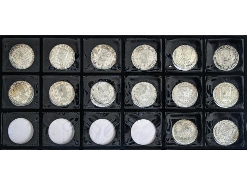 LOTES CENTENARIO. Lote 14 monedas 50 Céntimos. 1869 a 1926. 