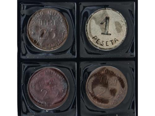 EMISIONES LOCALES GUERRA CIVIL. Lote 4 monedas 25 Céntimos (