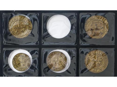 EMISIONES LOCALES GUERRA CIVIL. Lote 5 monedas 5 Céntimos a 