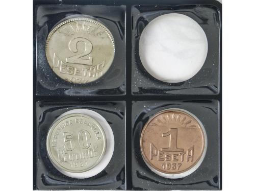 EMISIONES LOCALES GUERRA CIVIL. Lote 3 monedas 50 Céntimos, 