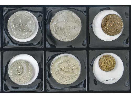 EMISIONES LOCALES GUERRA CIVIL. Lote 6 monedas 5 Céntimos a 