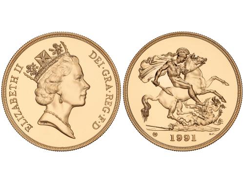 GRAN BRETAÑA. 5 Pounds. 1991. ELIZABETH II. 39,90 grs. AU (9