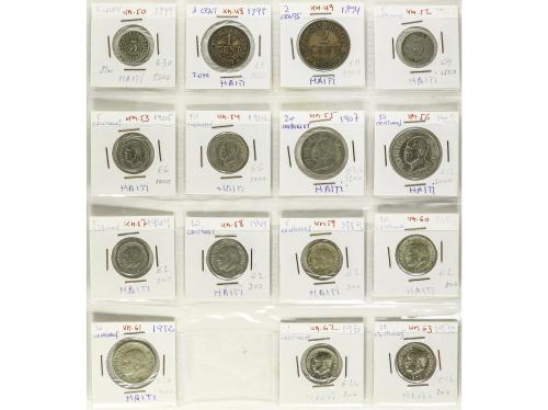 HAITÍ. Lote 31 monedas. Siglo XIX-XX. En hojas de álbum. A E