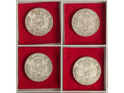 ISABEL II. Lote 4 monedas 1 Escudo. 1867. MADRID. (A EXAMINA
