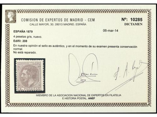 * ESPAÑA. Ed. 208. 4 pts. gris. Espectacular por su color in