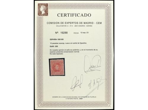 ** ESPAÑA. Ed. 255. 10 pts. naranja. Muy bien centrado. Cert