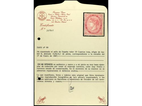 * ESPAÑA. Ed. 90. 19 cuartos rosa. Muy buen ejemplar de cole