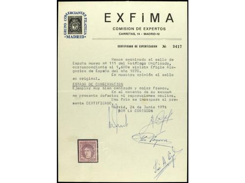 * ESPAÑA. Ed. 111. 1 esc. 600 mils. violeta. Magnífico centr