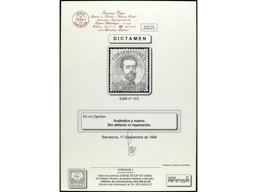 * ESPAÑA. Ed. 123. 20 cts. gris. Precioso sello por su centr