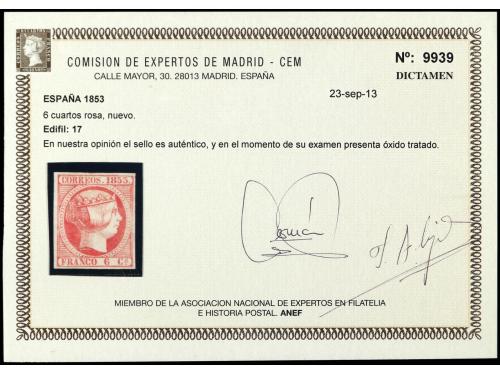 * ESPAÑA. Ed. 17. 6 cuartos rosa. Precioso sello pese haber 