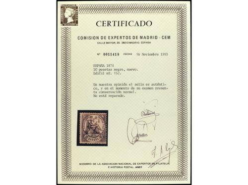 * ESPAÑA. Ed. 152. 10 pts. negro con centrado muy superior a