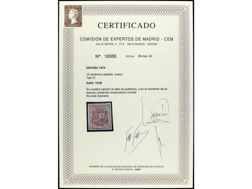 * ESPAÑA. Ed. 153B. 10 cts. castaño TIPO III. Rarísimo con e