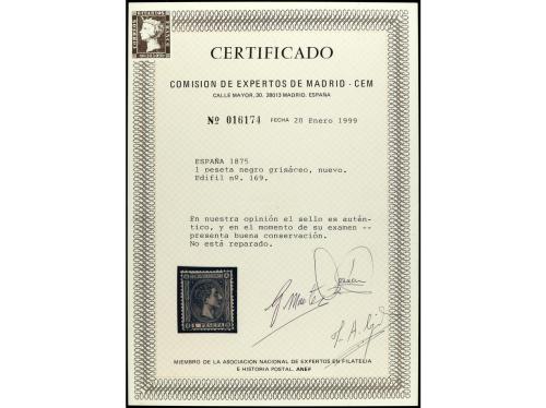 * ESPAÑA. Ed. 169. 1 pta. negro. Fantástico sello por su col