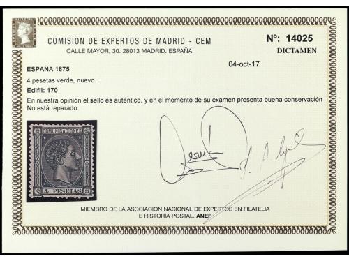 * ESPAÑA. Ed. 170. 4 pts. verde. Sello de lujo por su color 