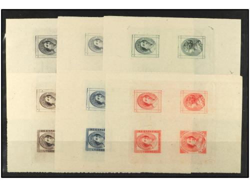 ESPAÑA. Ed. Gálvez 364/86. 1863. Conjunto de 6 PRUEBAS disti