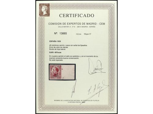 ** ESPAÑA. Ed. 497ecas. 40 cts. carmín SIN DENTAR. ERROR DE 