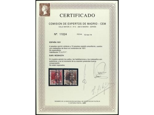 ° ESPAÑA. Ed. NE26H/7H. 4 pts. y 10 pts. con Hab. C.U.P.P. S