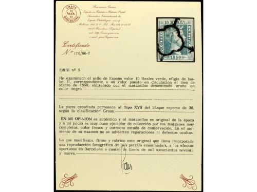 ° ESPAÑA. Ed. 5. 10 reales verde. Amplios márgenes y limpio 