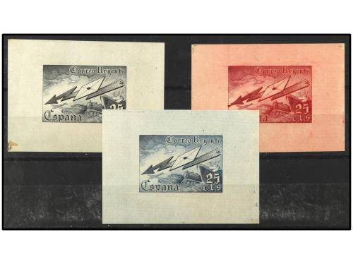 ESPAÑA. 1939. PRUEBAS para un sello urgente de 25 cts. no ad